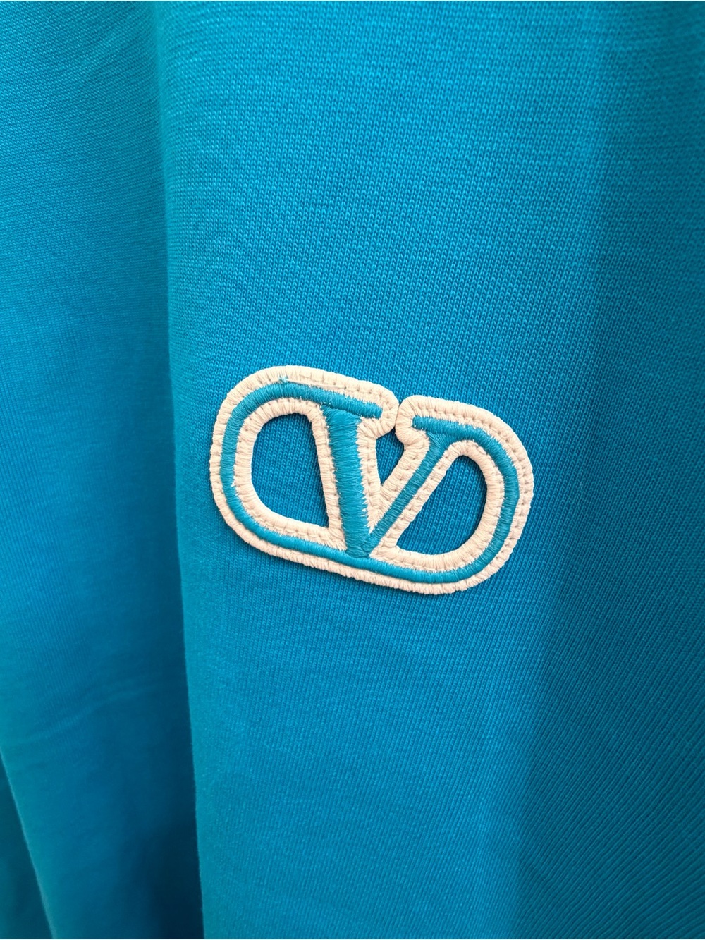 Valentino Turquoise Logo Crewneck Tee T-Shirt - Picture 2 of 6